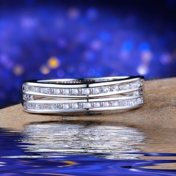 Trendy Tiny Round Gems Zircon Double Layer Fashion Rings for Women, IND… - Picture 7 of 7